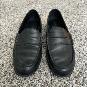 Cole Haan Black Leather Slip-On Penny Loafers